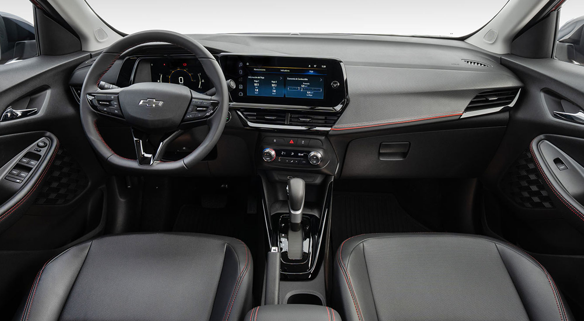 Chevrolet Montana LTZ interior: volante con detalle deportivo
